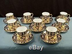 9 Royal Crown Derby Imari 2451 Demitasse Cup & Saucer Sets MINT 1968-69