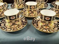 9 Royal Crown Derby Imari 2451 Demitasse Cup & Saucer Sets MINT 1968-69