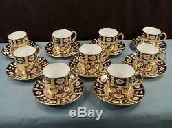 9 Royal Crown Derby Imari 2451 Demitasse Cup & Saucer Sets MINT 1968-69