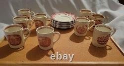 9 sets Wedgwood Harvard Boylston Hall demitasse cups and saucers ca 1936