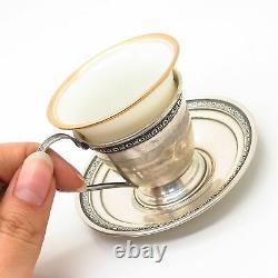 925 Sterling Vintage Set of 6 Pierced Demitasse Cup Holders & Saucers with Liners