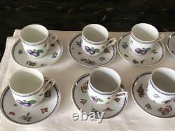 A Dozen Vintage Richard Ginori Italian Fruits Demitasse Cups and Saucers Mint