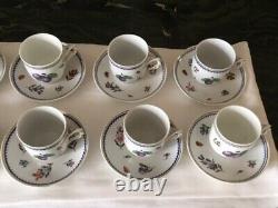 A Dozen Vintage Richard Ginori Italian Fruits Demitasse Cups and Saucers Mint