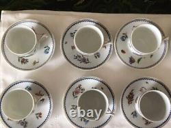 A Dozen Vintage Richard Ginori Italian Fruits Demitasse Cups and Saucers Mint