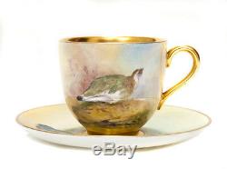 A Royal Worcester China Demi Tasse Cup & Saucer Hand Painted With Game Birds