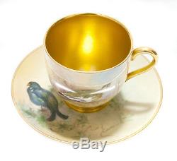 A Royal Worcester China Demi Tasse Cup & Saucer Hand Painted With Game Birds