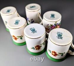 A Set Of Six Antique Coalport Demitasse Cups And Saucers, Florals with Green