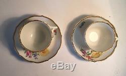 A Set Of Two Meissen Demitasse Cup and Saucer with Yellow Flowers