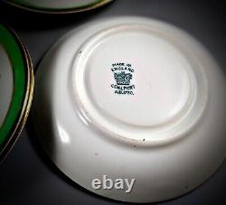 A Set of Six Coalport Demitasse Cups And Saucers, Florals With Green Bands, Gold