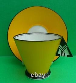 A Shelley Art Deco Chevron Handle 11776 Vogue coffee / demitasse cup & saucer