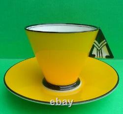 A Shelley Art Deco Chevron Handle 11776 Vogue coffee / demitasse cup & saucer