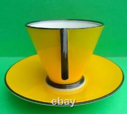 A Shelley Art Deco Chevron Handle 11776 Vogue coffee / demitasse cup & saucer