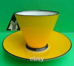 A Shelley Art Deco Chevron Handle 11776 Vogue coffee / demitasse cup & saucer