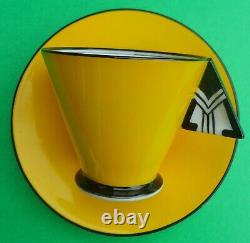 A Shelley Art Deco Chevron Handle 11776 Vogue coffee / demitasse cup & saucer