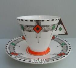 A Shelley Art Deco Diamonds 11772 RARE Vogue coffee / demitasse cup & saucer