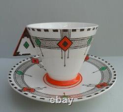 A Shelley Art Deco Diamonds 11772 RARE Vogue coffee / demitasse cup & saucer