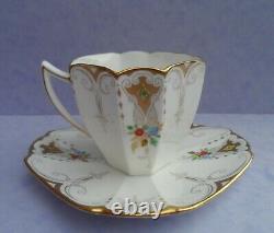 A Shelley Diamonds 11642 Queen Anne shape demitasse cup & saucer C. 1928