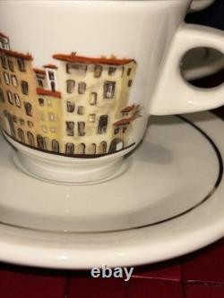 ACF 1997 Italian CityScapes Porcelain Demitasse Espresso 6 Cups & Saucers