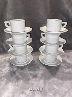ACF Italy Espresso Demitasse Stackable Cups and Saucers Set Of 8 MCM Vintage HTF