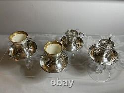 ANTIQUE GORHAM STERLING SILVER CUP & SAUCER A7333 with 2 LENOX DEMITASSE