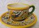 Antique Wonderful Capri Italy Hand Painted Majolica Tea Cup Saucer Demitasse 19c