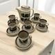 Arabia Finland Ruija Troubadour Coffee Pot + (6) Cups & Saucers Tea Demitasse
