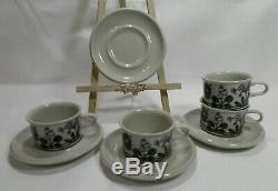 ARABIA of Finland FLORA Four (4) Demitasse Cup & Saucer Sets VGC