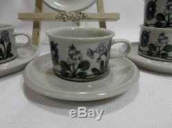 ARABIA of Finland FLORA Four (4) Demitasse Cup & Saucer Sets VGC