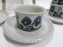 ARABIA of Finland FLORA Four (4) Demitasse Cup & Saucer Sets VGC