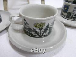 ARABIA of Finland FLORA Four (4) Demitasse Cup & Saucer Sets VGC