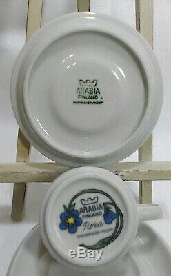 ARABIA of Finland FLORA Four (4) Demitasse Cup & Saucer Sets VGC