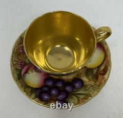 AYNSLEY Bone China Fruit ORCHARD Demitasse Cup & Saucer LUSH GOLD Signed #2