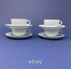 Aluminia Faience Grethe Meyer Blakant Blue Line Demitasse Cups & Saucers Set/4