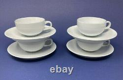 Aluminia Faience Grethe Meyer Blakant Blue Line Demitasse Cups & Saucers Set/4