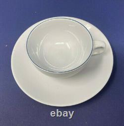 Aluminia Faience Grethe Meyer Blakant Blue Line Demitasse Cups & Saucers Set/4