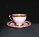 Ambrosius Lamm Dresden Demitasse Cup And Saucer Antique Hand Painted Gold & Pink