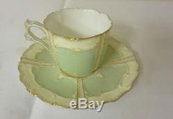 Antique 1800's, Royal Worcester Demitasse Tea Cup & Saucer, Mint Green, Eng
