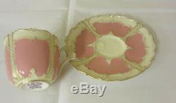 Antique 1800's, Royal Worcester Demitasse Tea Cup & Saucer, Pink, England