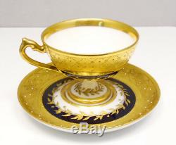 Antique 1850's RK Dresden Germany Porcelain Gold GIlt Demitasse Tea Cup & Saucer
