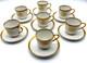 Antique 1860's M. Redon Limoges Demitasse Gilded Monogram Teacup Saucer Set Of 7