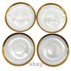 Antique 1860's M. Redon Limoges Demitasse Gilded Monogram Teacup Saucer Set of 7