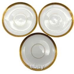 Antique 1860's M. Redon Limoges Demitasse Gilded Monogram Teacup Saucer Set of 7