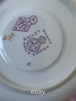 Antique 1883 Royal Worcester Demitasse Tea Set for Bailey Banks & Biddle As-Is