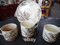 Antique 1883 Wedgwood Seaweed 4pc Demitasse Set