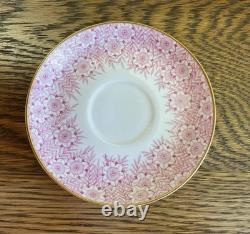 Antique 1886 Royal Worcester 2 Bone China Demitasse Cups & Saucers Blue & Pink