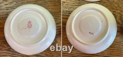 Antique 1886 Royal Worcester 2 Bone China Demitasse Cups & Saucers Blue & Pink