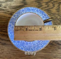 Antique 1886 Royal Worcester 2 Bone China Demitasse Cups & Saucers Blue & Pink