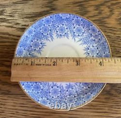 Antique 1886 Royal Worcester 2 Bone China Demitasse Cups & Saucers Blue & Pink