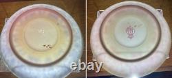 Antique 1886 Royal Worcester 2 Bone China Demitasse Cups & Saucers Pink & Blue