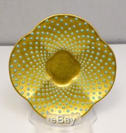 Antique 1891 Coalport Gold Gilt Enamel Dot Mini Demitasse Cup & Saucer